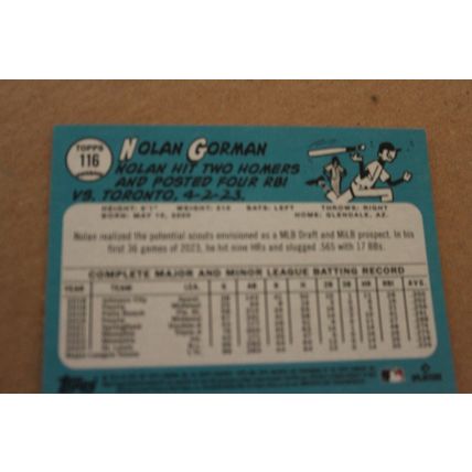 2023 topps baseball carrdinals nolan gorman rc card#116