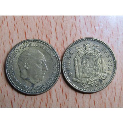 Spain 1956 Franco 1953-56* 1 Peseta Coin