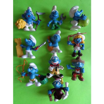 Job lot of 10 smurfs banjo cowgirl smurfette apple lion tamer set1