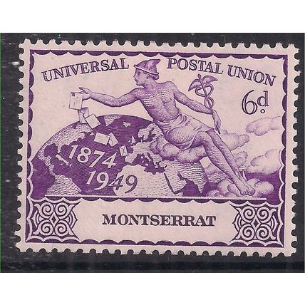 Montserrat 1949 KGV1 6d Purple UPU Postal Union MM SG 119 ( K1146 )