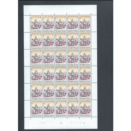 Belgium stamps. 1966 Stamp Day full sheet MNH SG 1964. Folded (AM014)