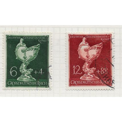 GERMANY 1944 GOLDSMITHS ART NAUTILUS CUP DRESDEN SET USED Mi 902 903