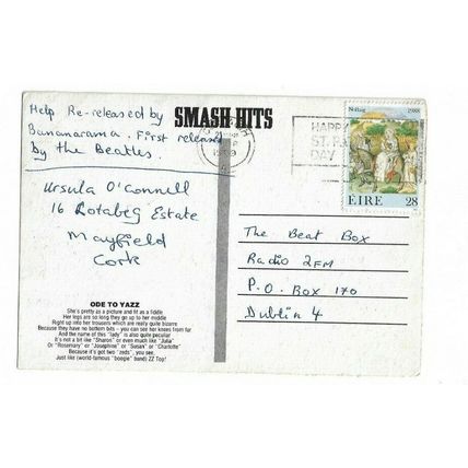 Smash Hits Competition Entry To The Beat Box Postcard. Yazz.