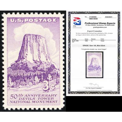 1084, Mint Superb NH 3¢ - With Graded GEM 100 PSE Certificate - Stuart Katz