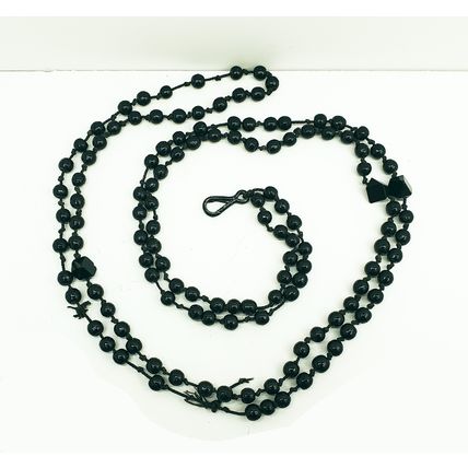 Three Antique Victorian Black Faceted French Jet Beaded Long Muff / Guard Chains