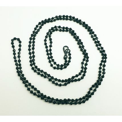 Three Antique Victorian Black Faceted French Jet Beaded Long Muff / Guard Chains