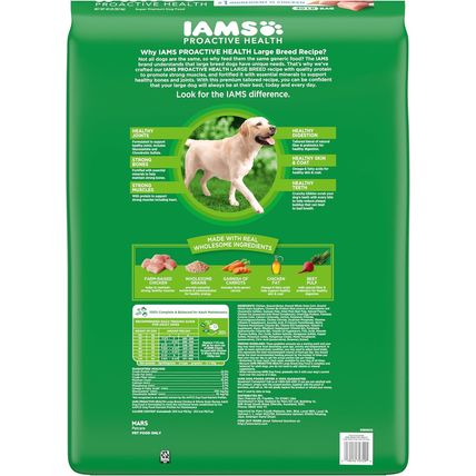 IAMS Adult High Protein Large Breed Dry Dog Food with Real Chicken, 40 Lb. Bag