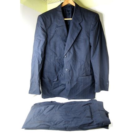 PETROCELLI 2-Piece Suit Blue Pinstripe Blazer Jacket + Pants Size 43 L 100% Wool