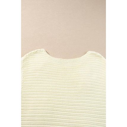 White Flower Crochet Round Neck Knitted Top