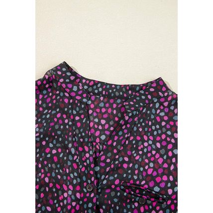 Grape Wine Polka Dot Printed Buttoned Casual Shirt