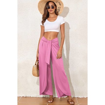 Bonbon Knotted Drop Waist Split Leg Relaxed Pants