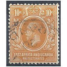 East Africa & Uganda Protectorate 1912 SG47 10c Yellow-Orange Fine Used .