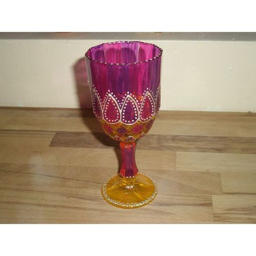 Colourful Pink, Purple & Yellow Hand Painted Glass