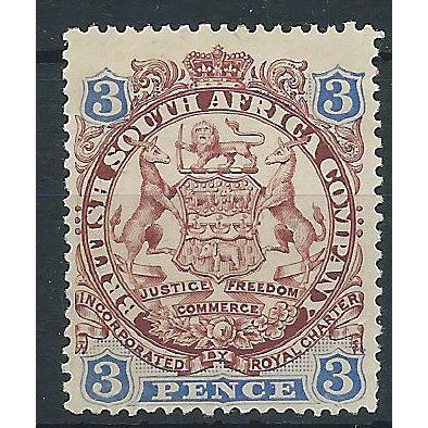 Rhodesia 1896 SG31 3d Chocolate & Ultramarine Mounted Mint . ..