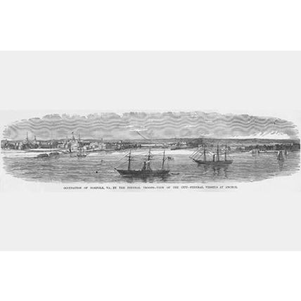 Occupation of Norfolk, Virginia - Federal Vessels at Anchor 20 x 30 Poster