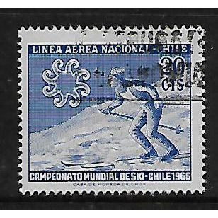 CHILE 1965 WORLD SKIING 20c BLUE SKIER CROSSING SLOPE SG 560 FINE USED#