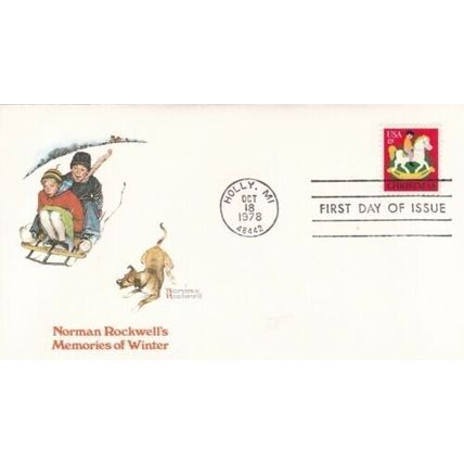 United States 1978 Norman Rockwells Memories of Winter FDC Holly Cancel VGC