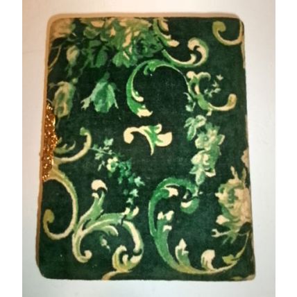 1880s Victorian Green Velvet Mirror Photo Album Gold Metal Closure and Detailing