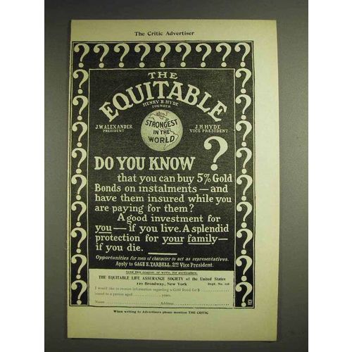 1904 The Equitable Life Assurance Ad - Do You Know?