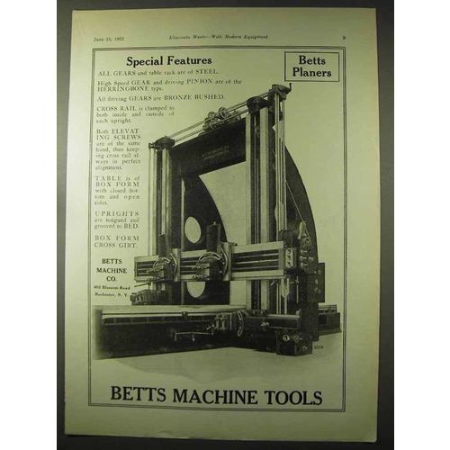 1922 Betts Machine Tools Ad - Planers