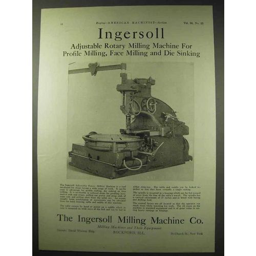 1922 Ingersoll Adjustable Rotary Milling Machine Ad