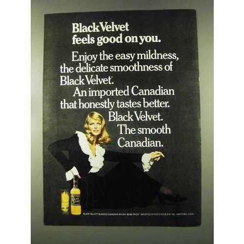 1973 Black Velvet Whisky Ad - Feels Good On You
