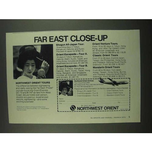 1974 Northwest Orient Airline Ad - Far Eat Close-Up