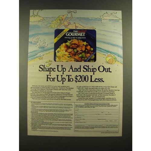 1988 The Budget Gourmet Slim Selects Ad - Shape Up and Ship Out