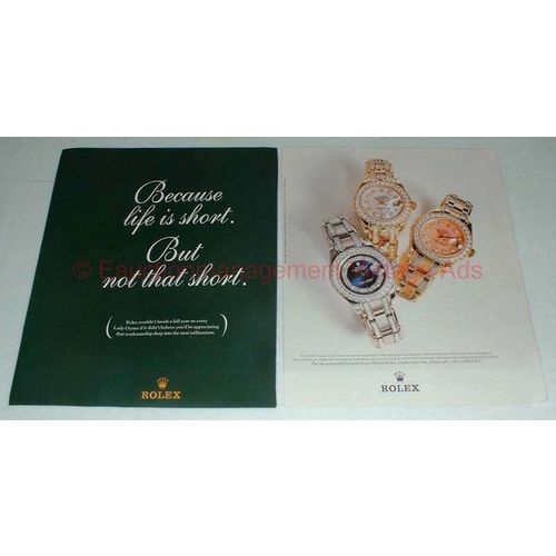 1998 Rolex Crown Collection Watch Ad - Life is Short!