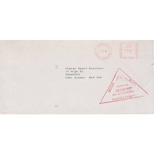 GB 1989 cover Seaford with franking Meter Duty Sussex Coast Not as Postmarked