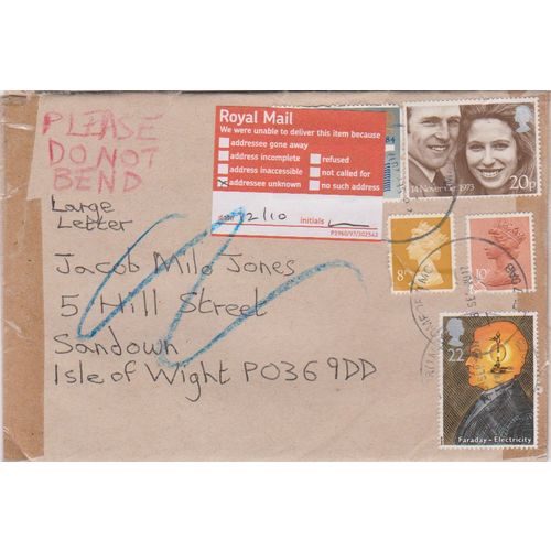 GB 2017 card envelope sent IOW & returned 2 months later addressee unknown