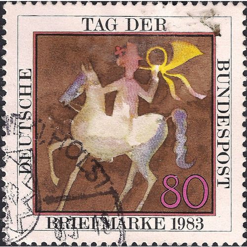 GERMANY, Posthorn on Horseback, brown 1983, 80 Pf, #2