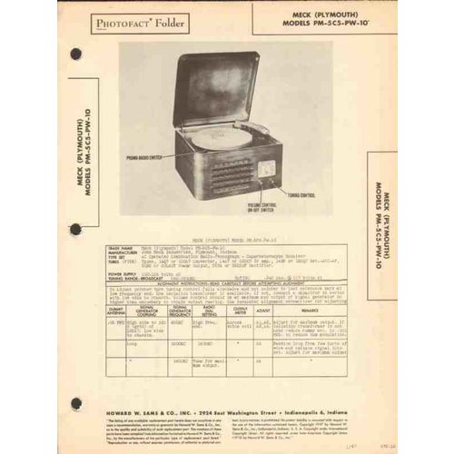 MECK model PM-5C5-PW-10 AM radio receiver phono Sams Photofact manual