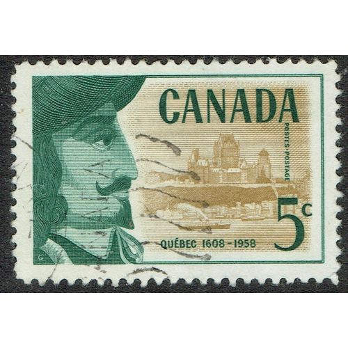 Canada 1958 350th Anniversary of Quebec 5c Brown Ochre and Deep Green SG505 FU