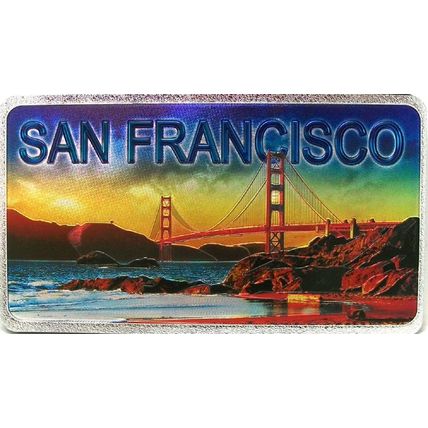 San Francisco The City By The Bay Foil Panoramic Dual Sided Fridge Magnet