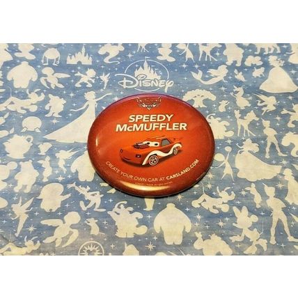 DISNEYLAND PARK CARS LAND SPEEDY MC MUFFLER RED CARS BUTTON~NEW~PIN ON BUTTON