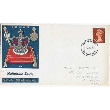 GB 1971 10p Definitive issue FDC St Albans pm