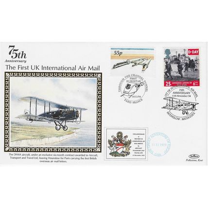 GB 1994 75th Anniversary of Airmail Benham silk with Hounslow special pm