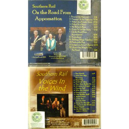 SOUTHERN RAIL VOICES IN THE WIND & ON THE ROAD FROM APPOMATTOX BLUEGRASS CDs