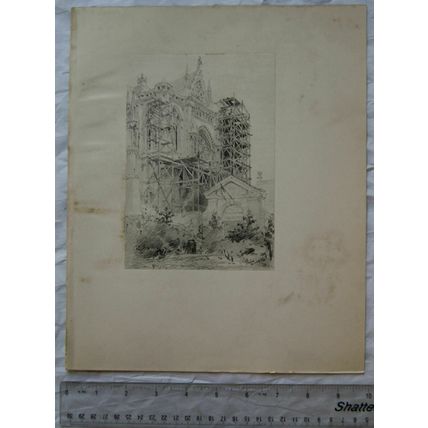 1905 illustration Rheims Cathedral under Repair by Axel Herman Haig