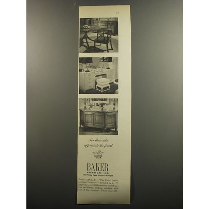 1953 Baker Furniture Ad - For those who appreciate the best