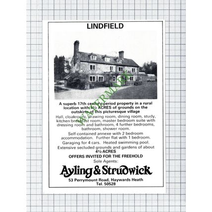 Lindfield House Sale Advert - 1981 Cutting