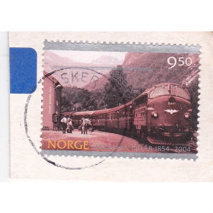 Asker Postmark Norway 2004 on Locomotive Flatmark Halt 9.5k VGC