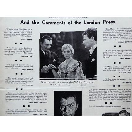 WHITE ZOMBIE (1932) vintage UK Pressbook ***Bela Lugosi, Madge Bellamy***