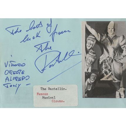 The Rastellis Circus Musical Clowns Vintage Signed Autograph
