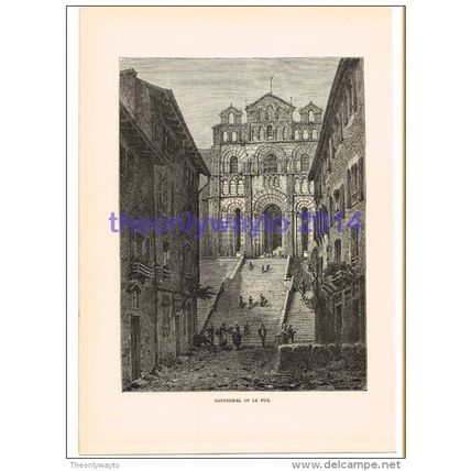 CATHEDRAL OF LE PUY, FRANCE, BOOK ILLUSTRATION, 1880