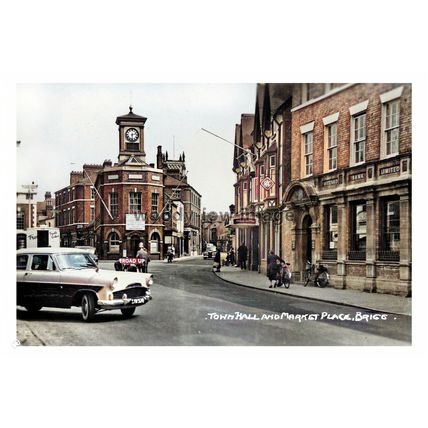 ptc1061 - Brigg , Town Hall and Market Place , Lincolnshire - print 6x4