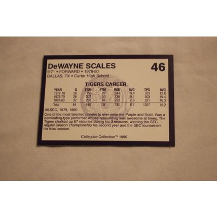 DeWayne Scales 1990 Collegiate Collection LSU NO. 46