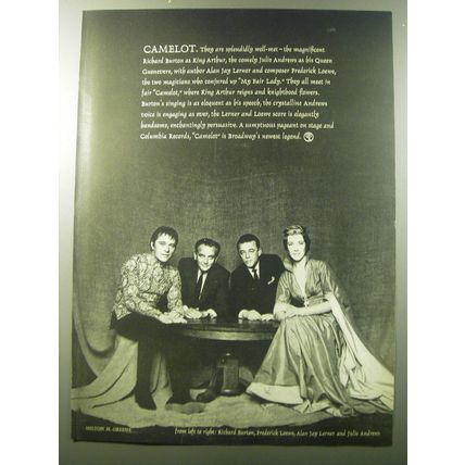 1960 Columbia Records Ad - Richard Burton, Frederick Loewe, Julie Andrews