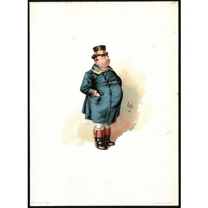 FAT BOY 1889 JOSEPH CLAYTON CLARKE ‘KYD’ Pickwick Papers VICTORIAN CARTOON